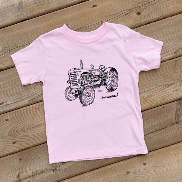 Tractor tee - clay, red, kelly green, blue and pink