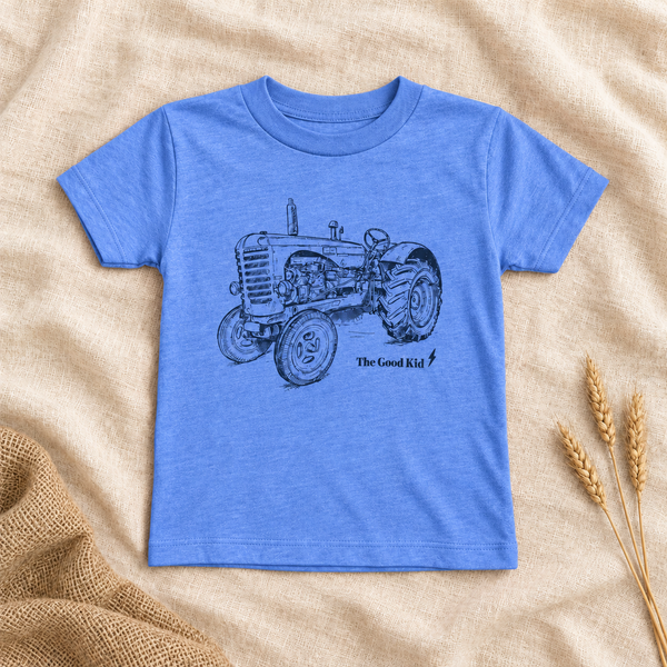 Tractor tee - clay, red, kelly green, blue and pink