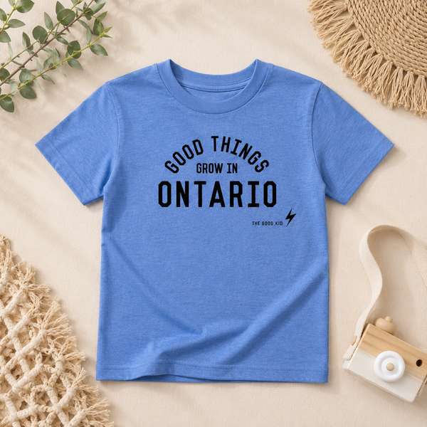 Good Things Grow in Ontario Kids Tee – Heathered Blue