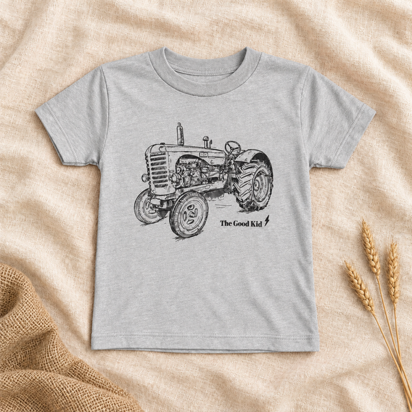 Tractor tee - clay, red, kelly green, blue and pink
