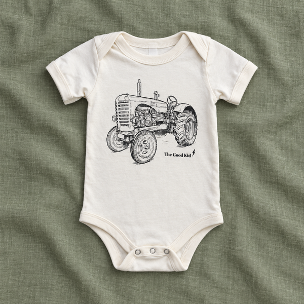 Tractor onesie - grey or vanilla