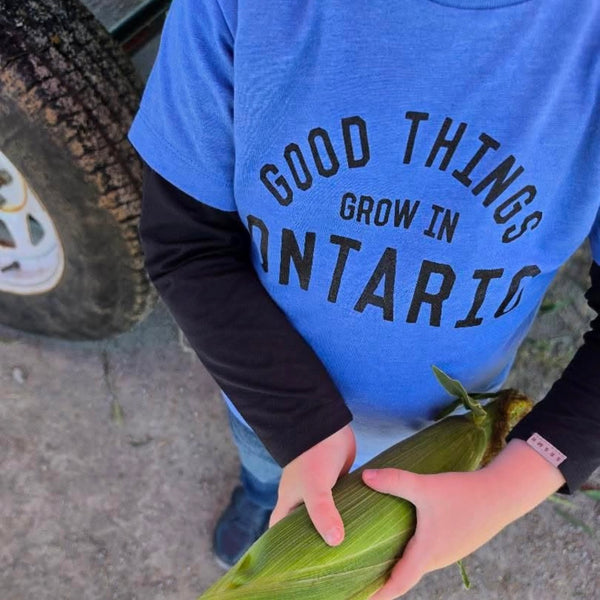 Good Things Grow in Ontario Kids Tee – Heathered Blue