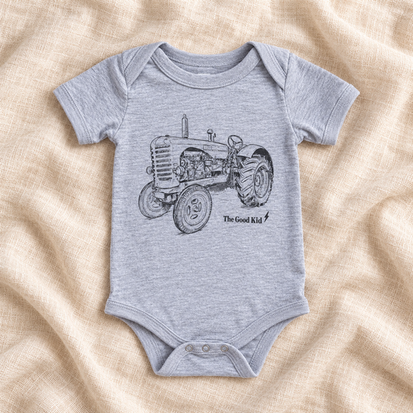 Tractor onesie - grey or vanilla