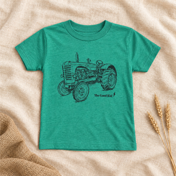 Tractor tee - clay, red, kelly green, blue and pink