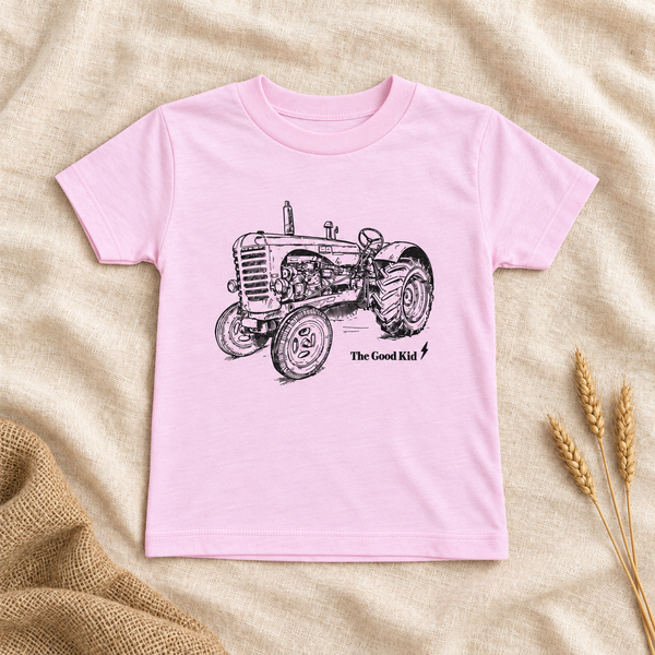 Tractor tee - clay, red, kelly green, blue and pink